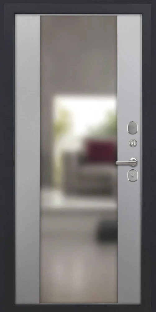 Входная дверь ДвериПРО Термо серебро Алиса (16мм, ПВХ Софт грей, зеркало) DPRO225795 внутренняя сторона